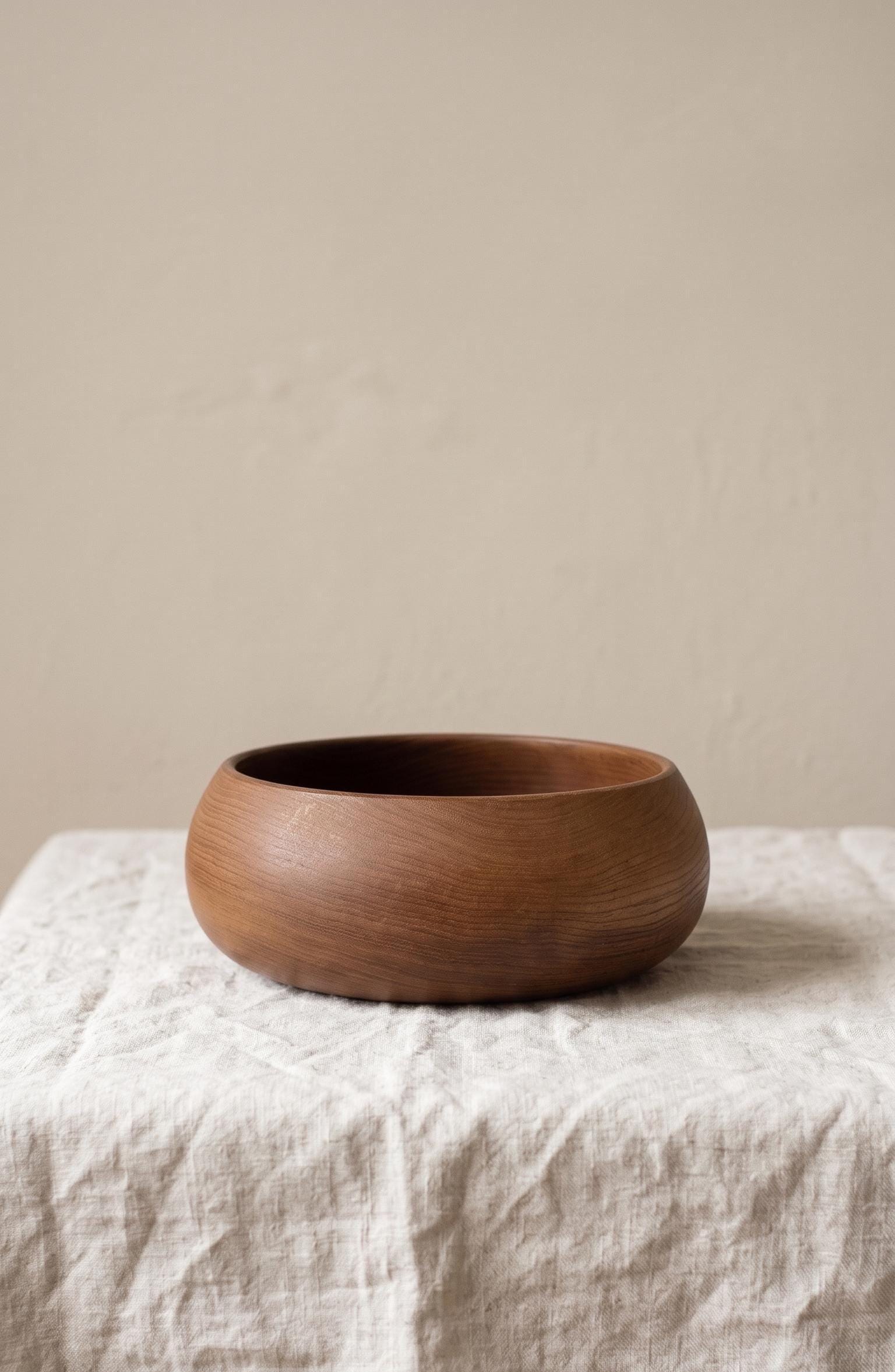 Vintage Hand Turned Wooden Bowl, Mid Century Scandinavian Style Serving Bowl, Organic Minimalist Wood Decor