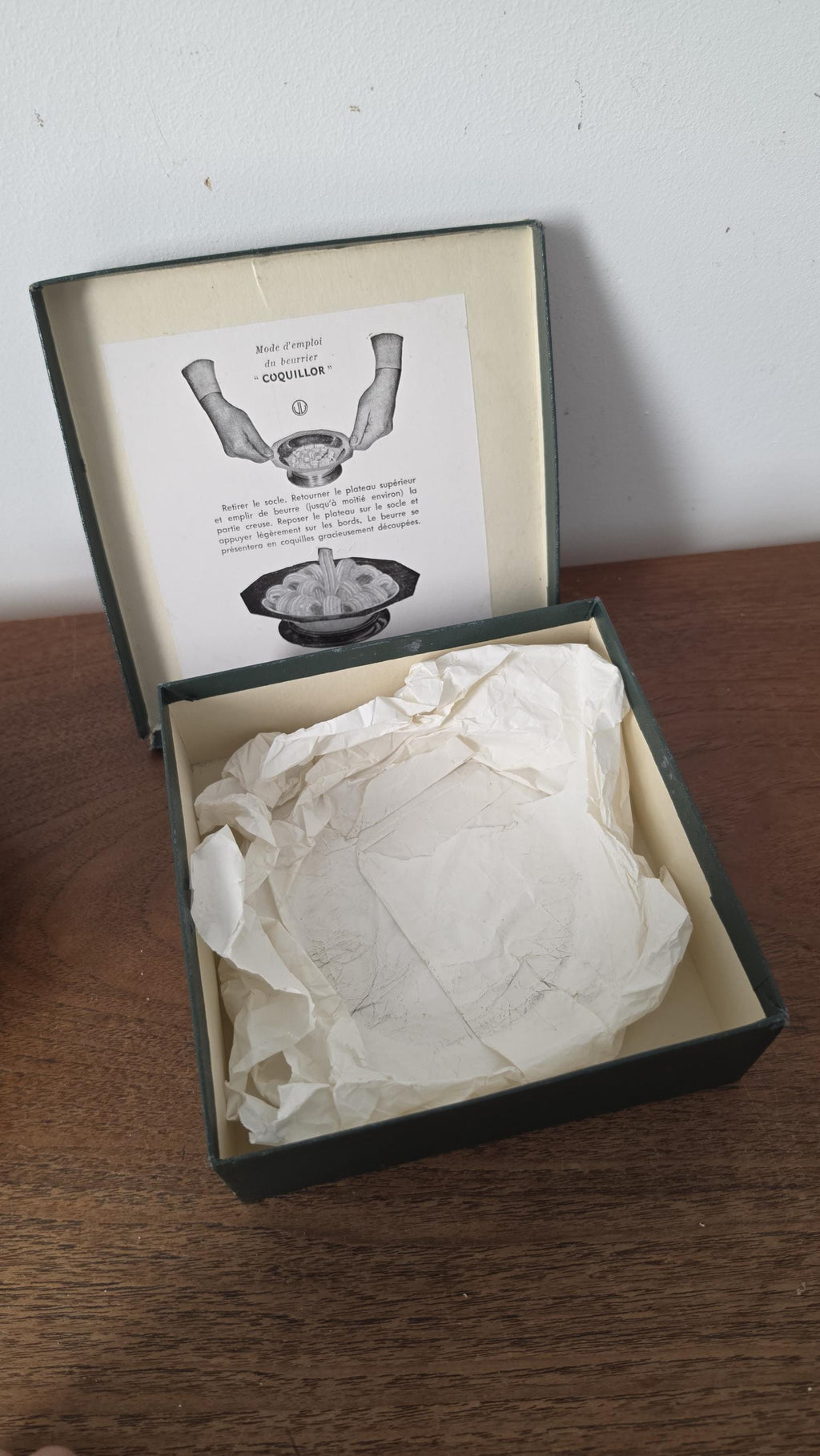 Vintage French Silver Plate Butter Dish, Coquillot Beurrier, Pedestal Butter Server with Original Box, French Tableware, Entertaining Decor