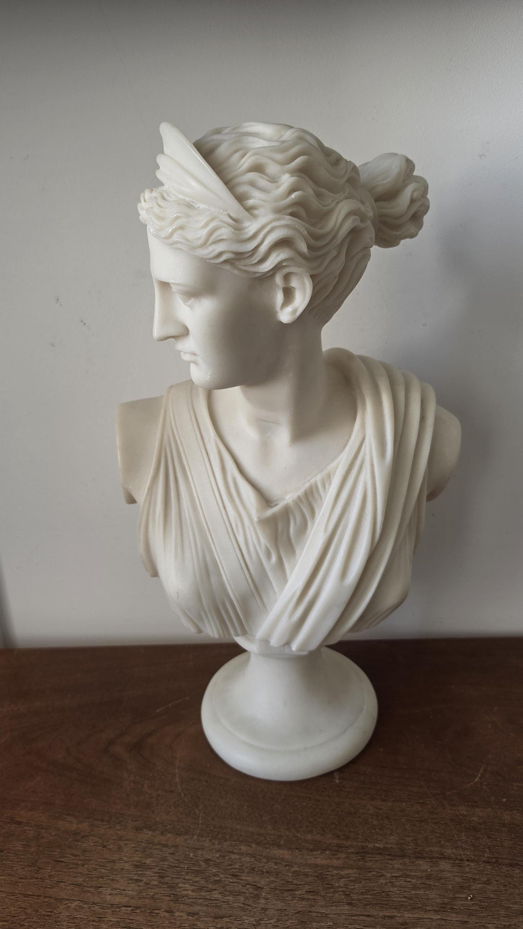 Large Resin Classical Goddess Bust Sculpture, Greco Roman Artemis Statue, Neoclassical Decor, White Roman Bust, Grandmillennial Shelf Decor