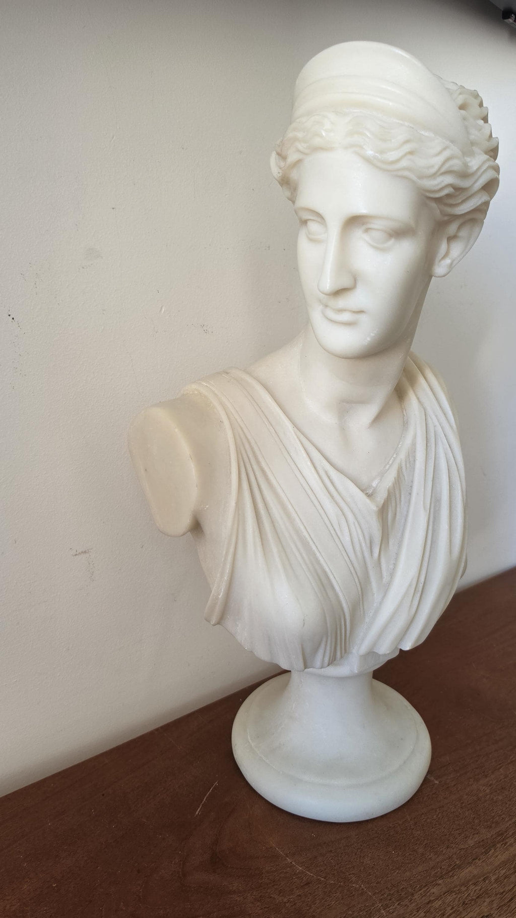 Large Resin Classical Goddess Bust Sculpture, Greco Roman Artemis Statue, Neoclassical Decor, White Roman Bust, Grandmillennial Shelf Decor