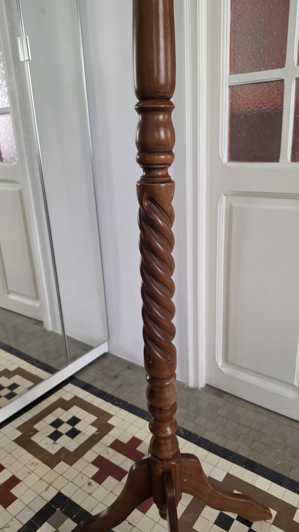 Vintage Barley Twist Coat Rack, Solid Wood Hall Tree, Victorian Style Standing Hat Rack, Entryway Storage, Traditional Decor