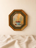 Vintage Octagonal Gold Frame with Original Cherry Oil Painting