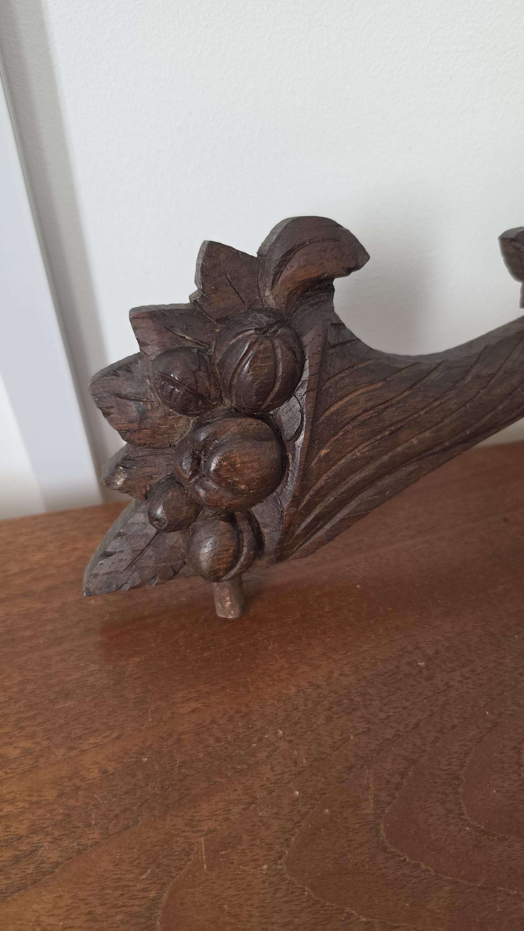 Antique Black Forest Pediment, Hand Carved Walnut Crest, Victorian Furniture Salvage, Ornate Architectural Decor