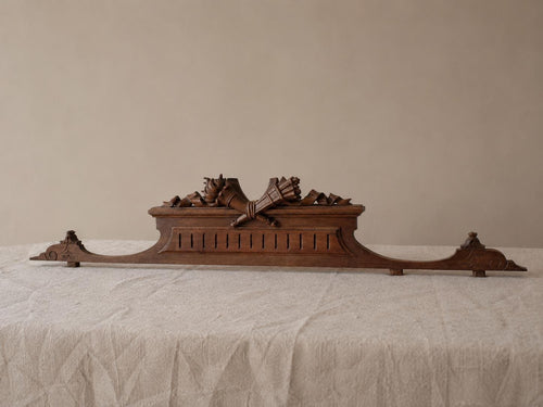 Antique Style Carved Wood Pediment Wall Sculpture