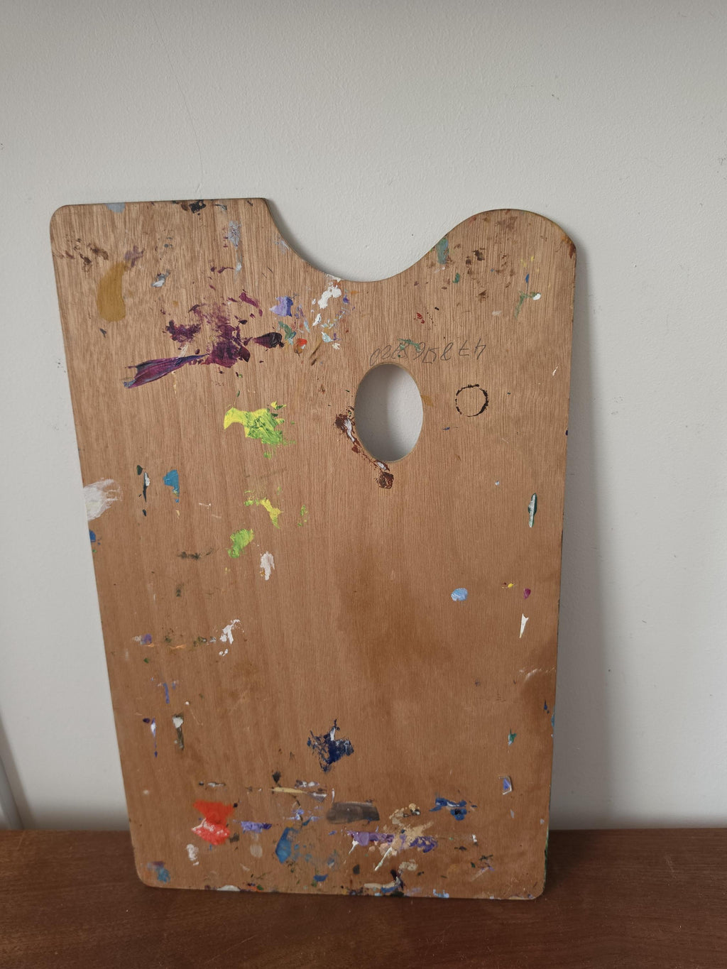 Vintage Artist Paint Palette, Wooden Painter Mixing Board, Original Studio Art Tool, Boho Creative Decor, Colorful Paint Covered Palette