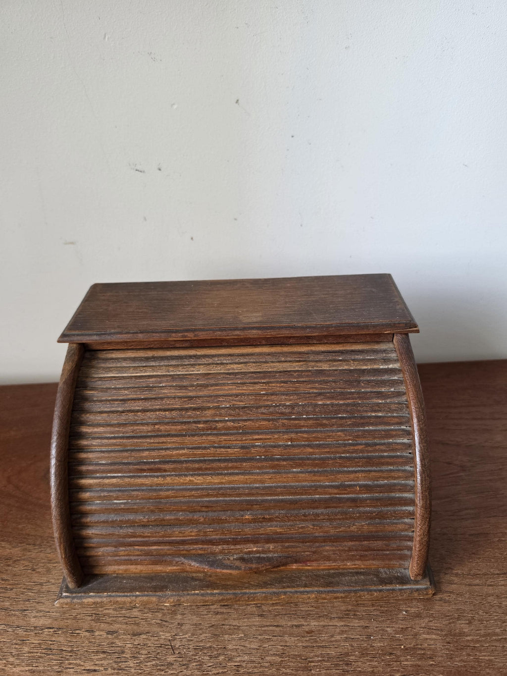 Antique Oak Roll Top Letter Organizer, Mission Style Desk Sorter, Arts and Crafts Office Cabinet, Wooden Mail Holder with Drawer