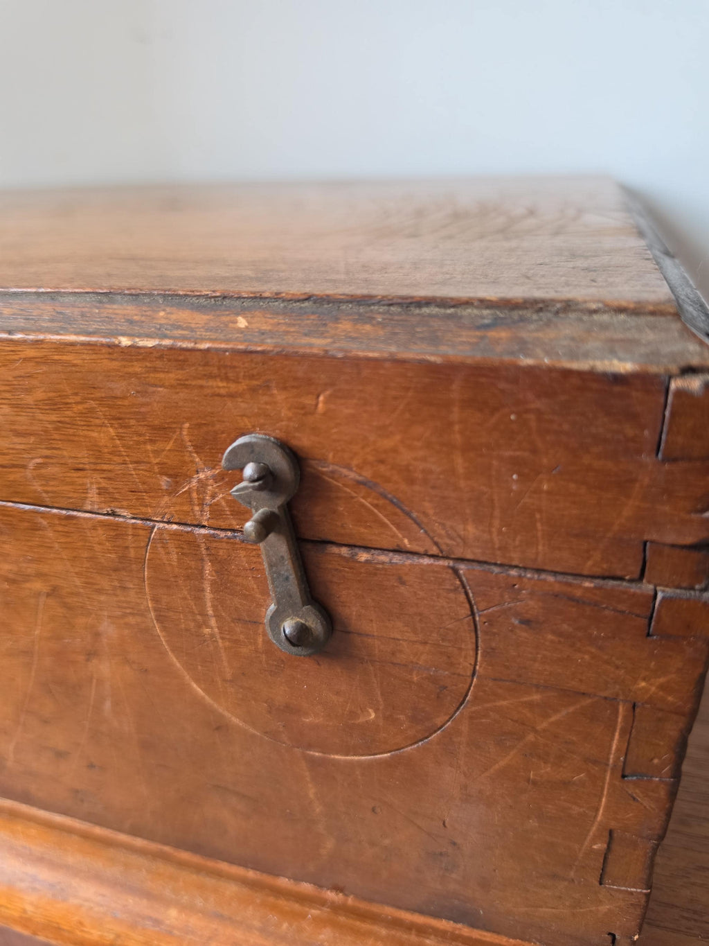 Antique Wooden Document Box, Dovetail Storage Chest, Primitive Keepsake Box, Rustic Filing Case, Early 20th Century Wood Trunk