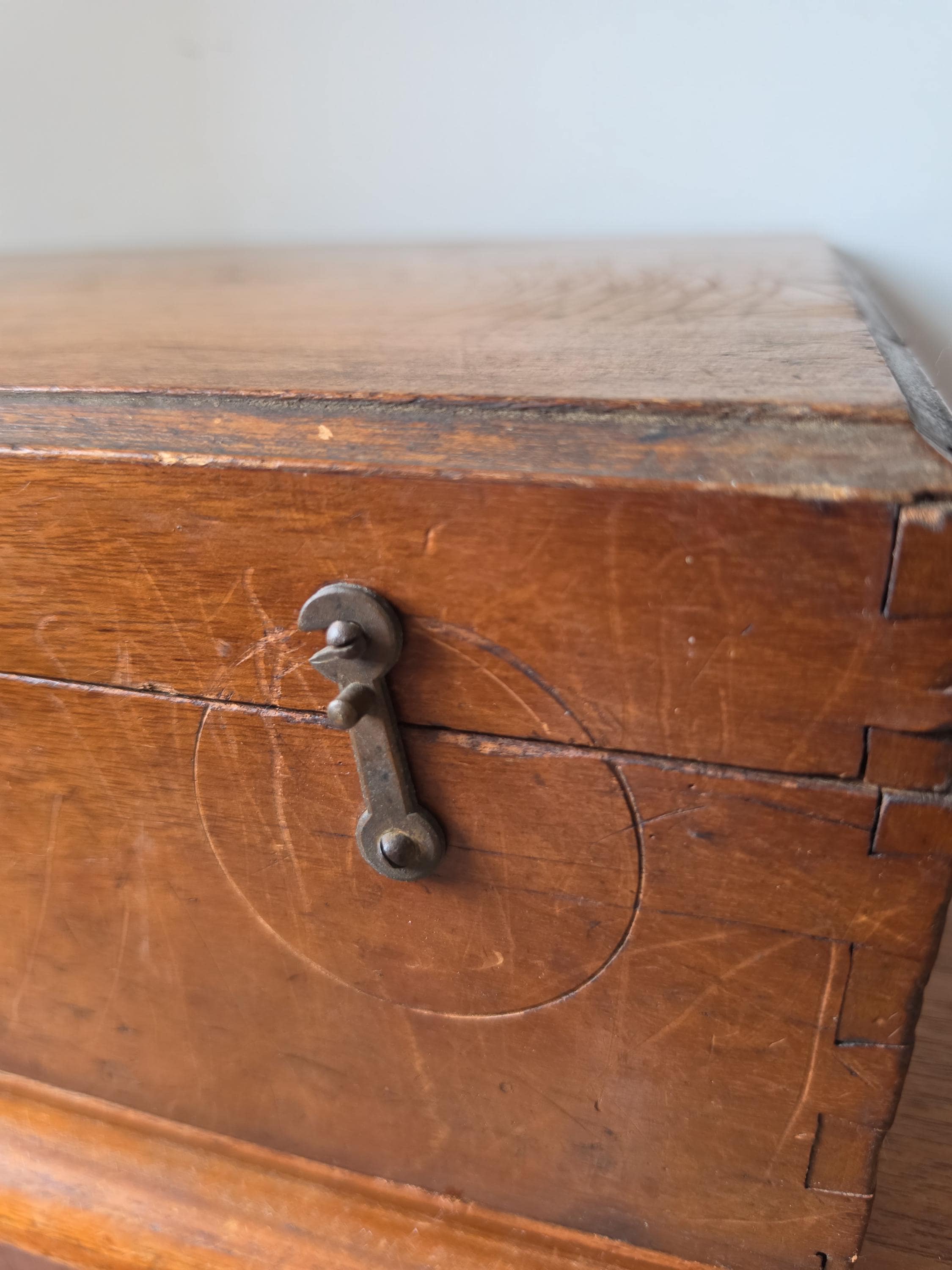 Antique Wooden Document Box, Dovetail Storage Chest, Primitive Keepsake Box, Rustic Filing Case, Early 20th Century Wood Trunk