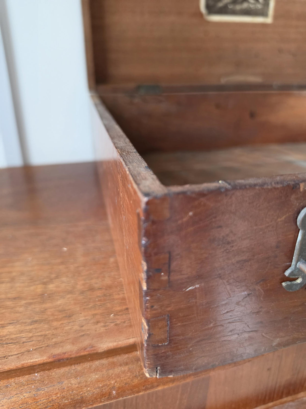 Antique Wooden Document Box, Dovetail Storage Chest, Primitive Keepsake Box, Rustic Filing Case, Early 20th Century Wood Trunk