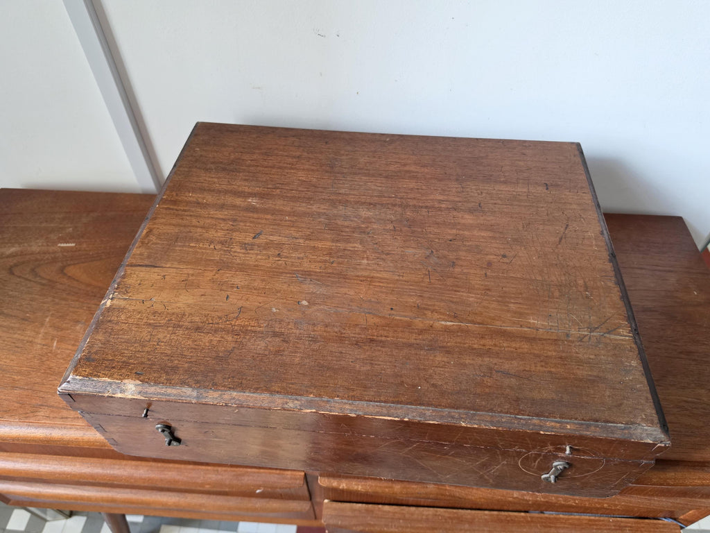 Antique Wooden Document Box, Dovetail Storage Chest, Primitive Keepsake Box, Rustic Filing Case, Early 20th Century Wood Trunk