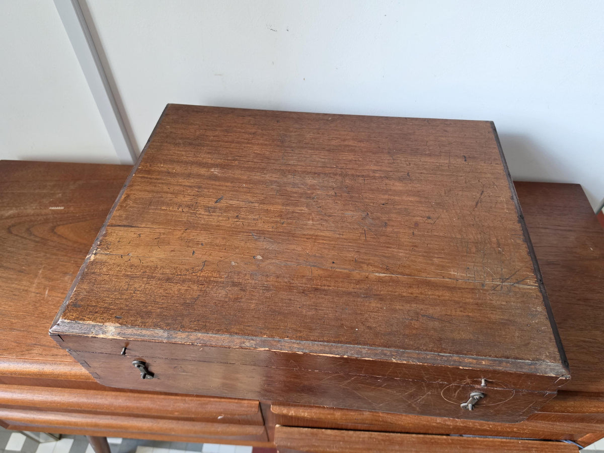 Antique Wooden Document Box, Dovetail Storage Chest, Primitive Keepsake Box, Rustic Filing Case, Early 20th Century Wood Trunk