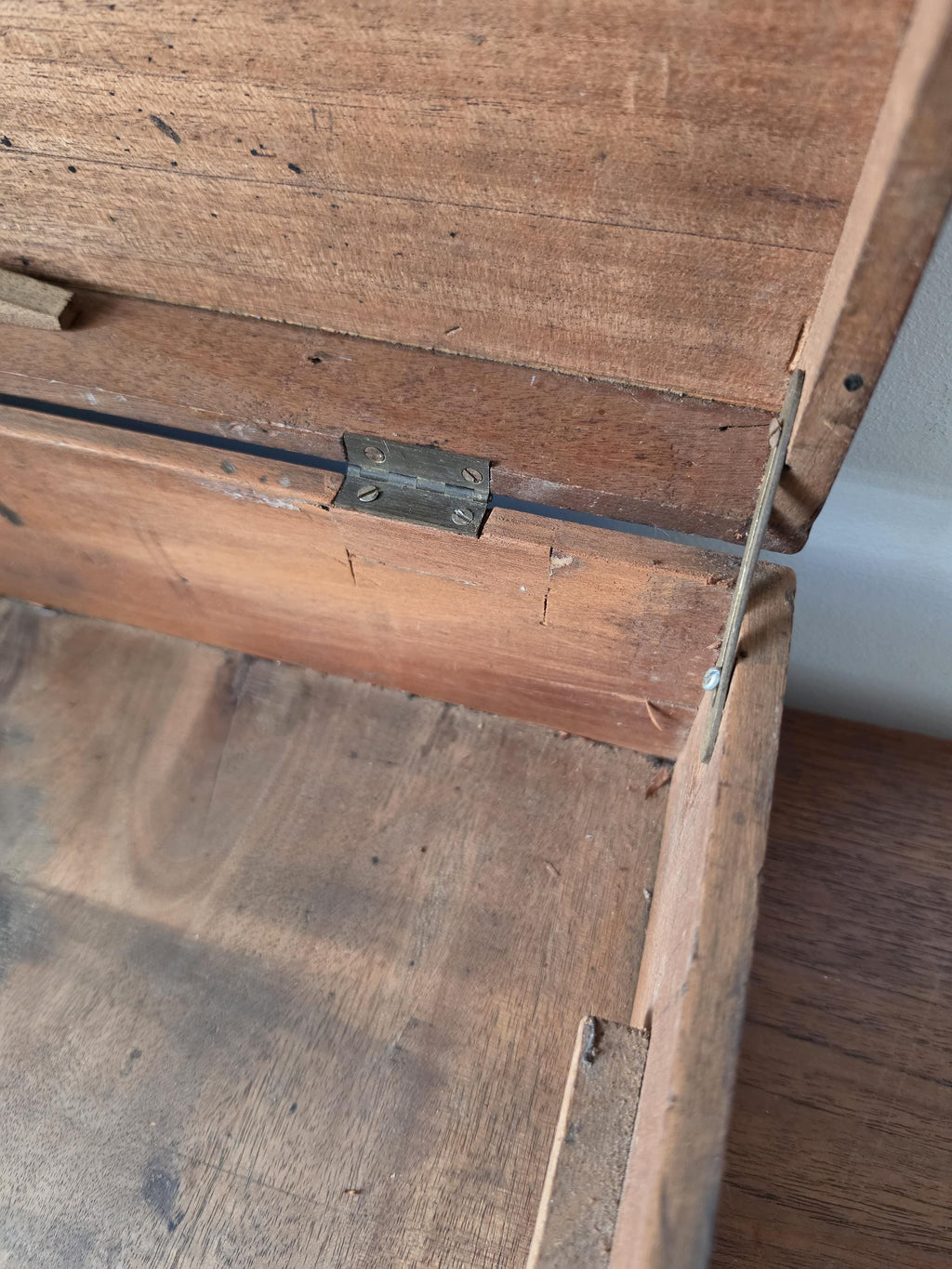 Antique Wooden Document Box, Dovetail Storage Chest, Primitive Keepsake Box, Rustic Filing Case, Early 20th Century Wood Trunk