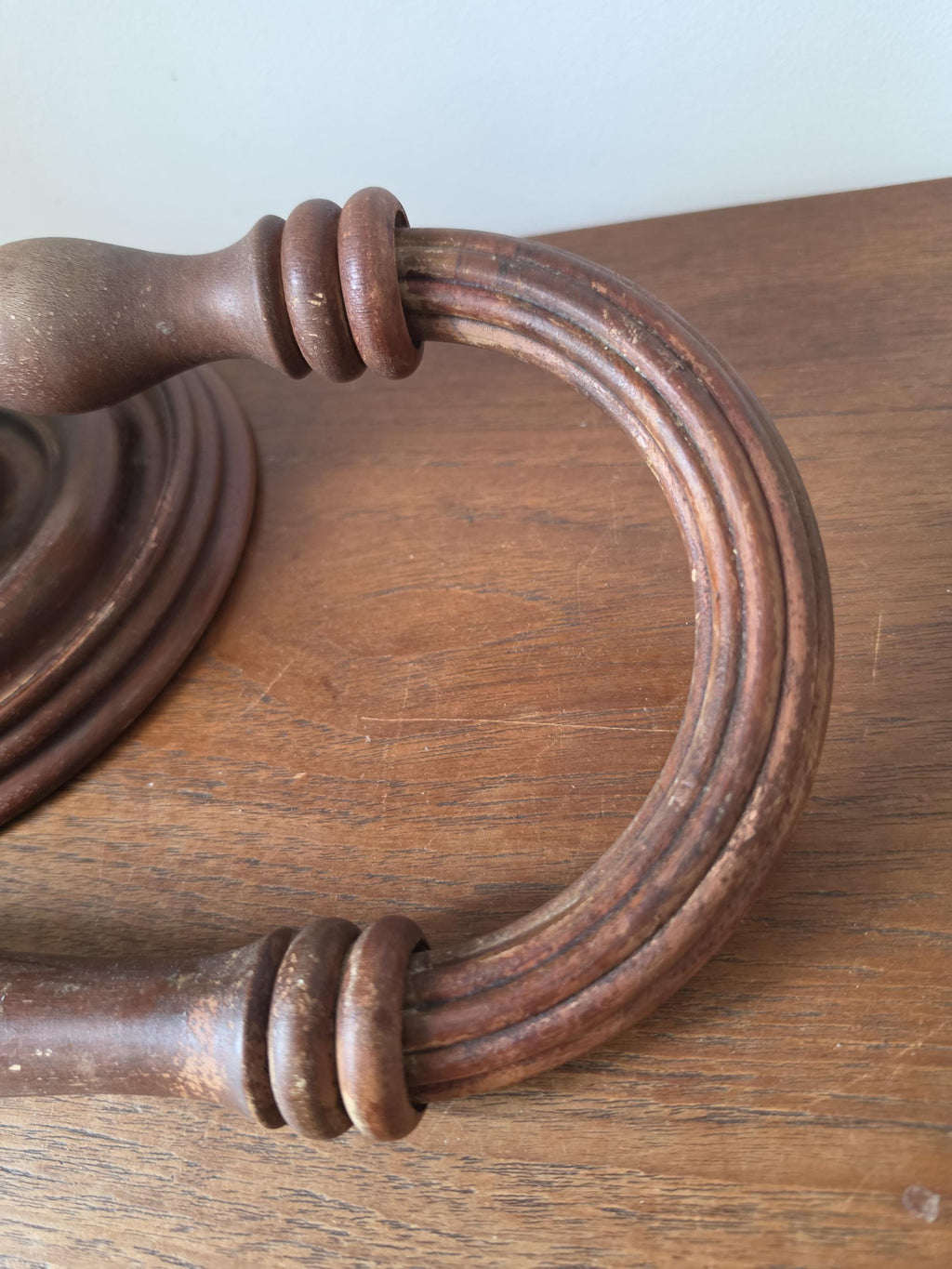 French Wooden Towel Ring, Turned Wood Wall Mount, Colonial Revival Bathroom Hardware, Rustic Hand Towel Holder, Farmhouse Wall Decor