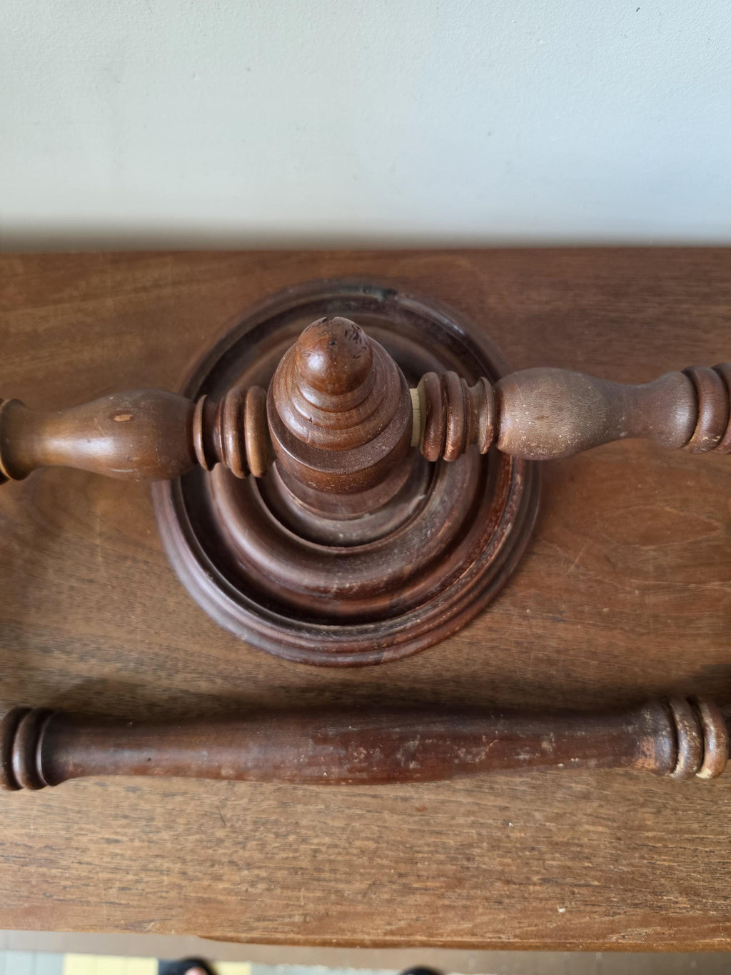 French Wooden Towel Ring, Turned Wood Wall Mount, Colonial Revival Bathroom Hardware, Rustic Hand Towel Holder, Farmhouse Wall Decor