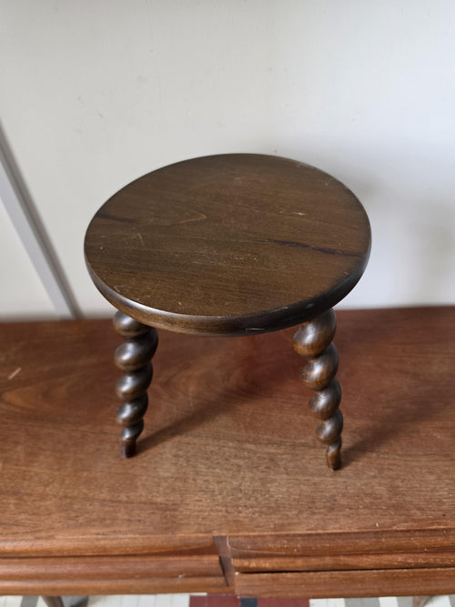 Antique Barley Twist Plant Stand, Victorian Wooden Display Stool, Oak Pedestal Table, English Bobbin Turned Stand, Cottagecore Decor