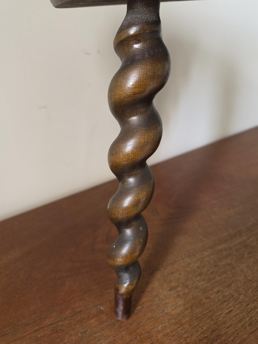 Antique Barley Twist Plant Stand, Victorian Wooden Display Stool, Oak Pedestal Table, English Bobbin Turned Stand, Cottagecore Decor