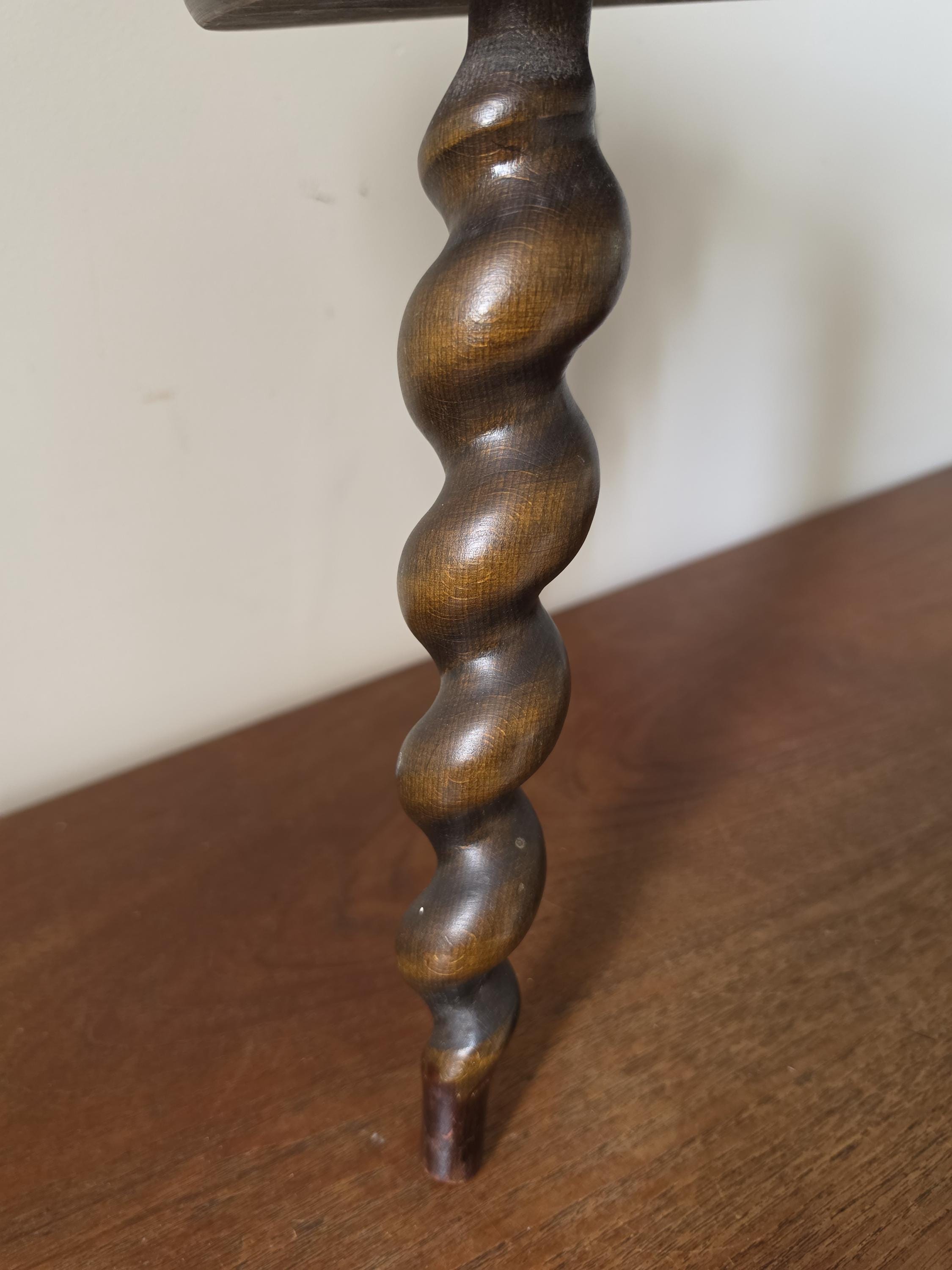Antique Barley Twist Plant Stand, Victorian Wooden Display Stool, Oak Pedestal Table, English Bobbin Turned Stand, Cottagecore Decor