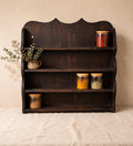 Vintage Wooden Wall Shelf, Cottage Style Spice Rack, Dark Wood Display Shelf, Rustic Wall Mounted Shelving, Farmhouse Kitchen Organizer