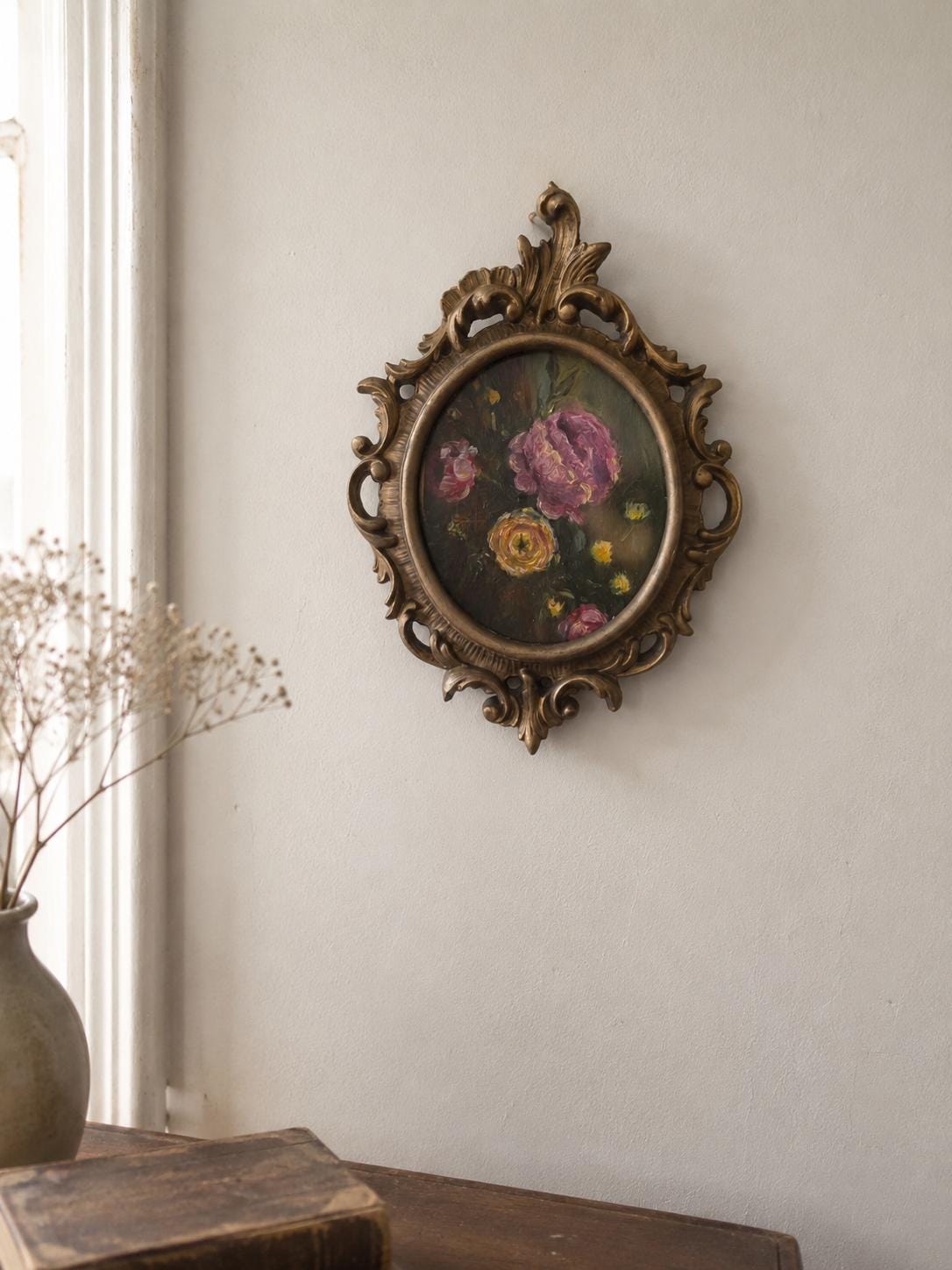Vintage Original Floral Oil Painting