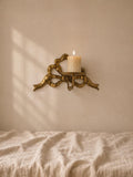 Vintage Brass Ribbon Wall Candle Holder