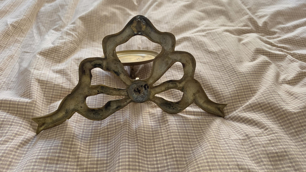 Vintage Brass Ribbon Wall Candle Holder, Hollywood Regency Sconce, Bow Wall Candle Shelf, French Country Decor, Ornate Brass Candleholder