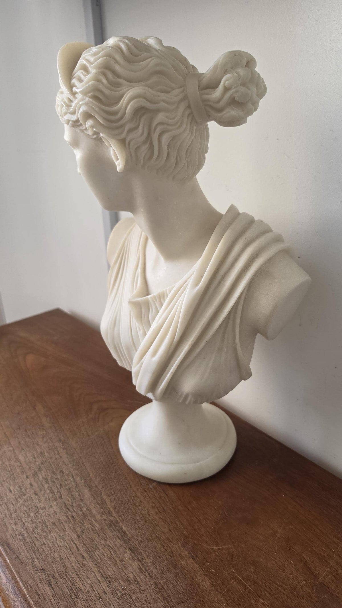 Large Resin Classical Goddess Bust Sculpture, Greco Roman Artemis Statue, Neoclassical Decor, White Roman Bust, Grandmillennial Shelf Decor