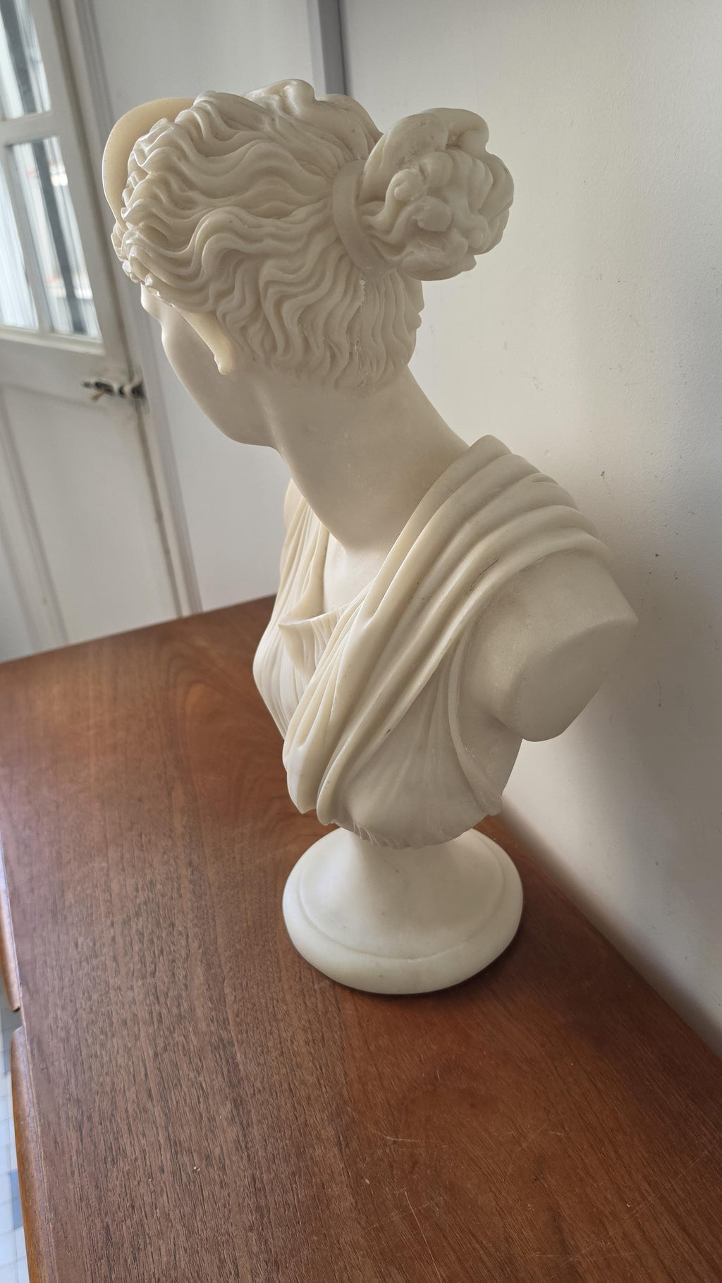 Large Resin Classical Goddess Bust Sculpture, Greco Roman Artemis Statue, Neoclassical Decor, White Roman Bust, Grandmillennial Shelf Decor