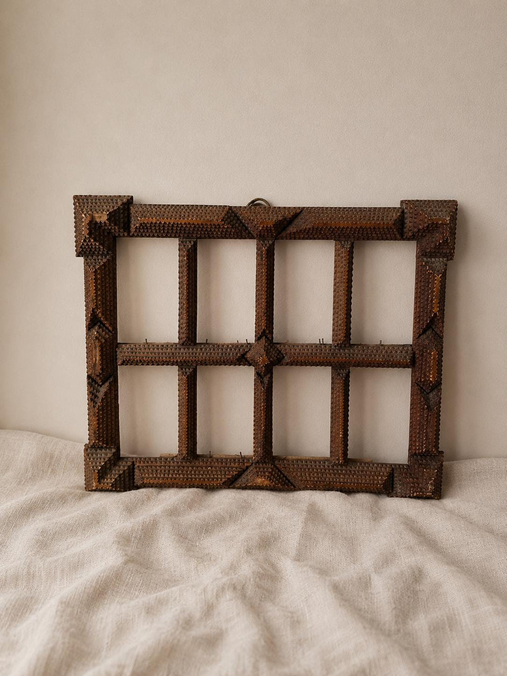 Antique Tramp Art Photo Frame