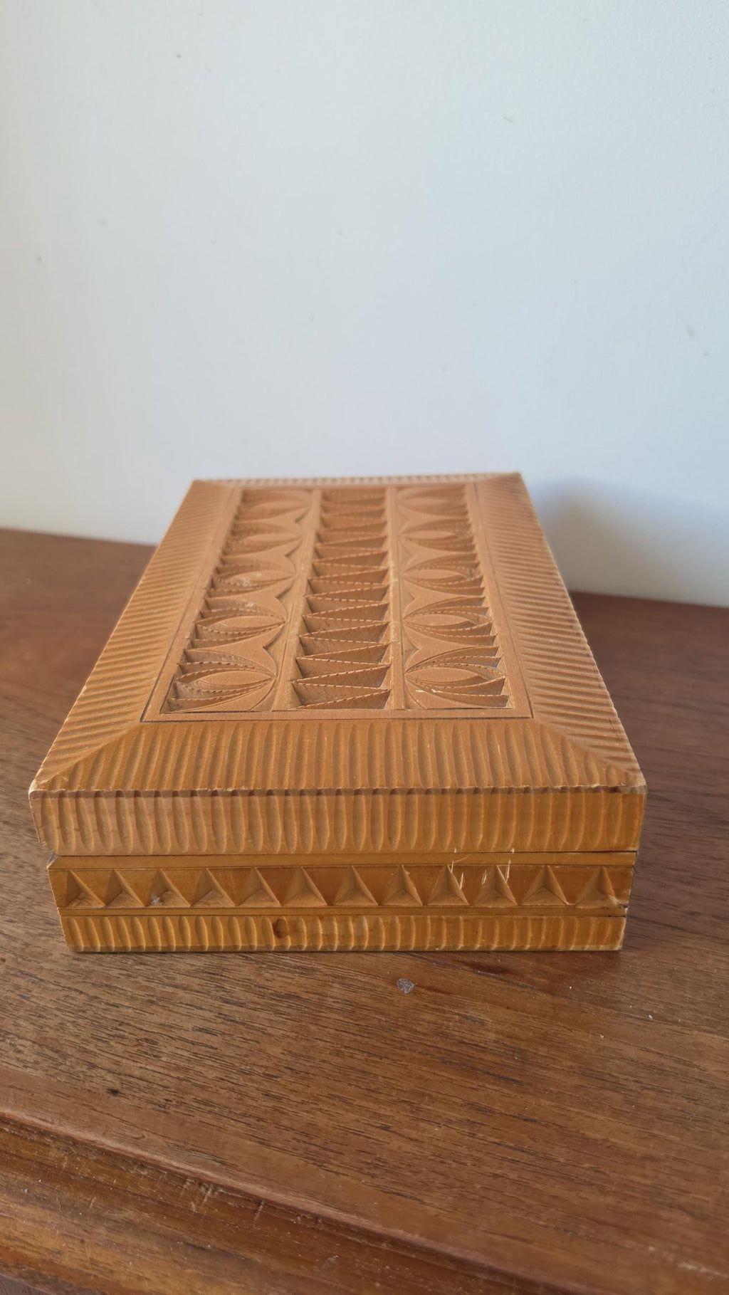 Hand Carved Wooden Keepsake Box, Folk Art Storage Box, Scandinavian Carved Wood Box, Rustic Jewelry Box, Primitive Decorative Box