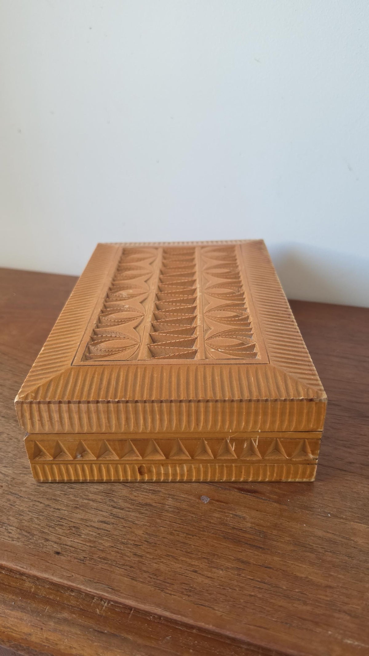 Hand Carved Wooden Keepsake Box, Folk Art Storage Box, Scandinavian Carved Wood Box, Rustic Jewelry Box, Primitive Decorative Box