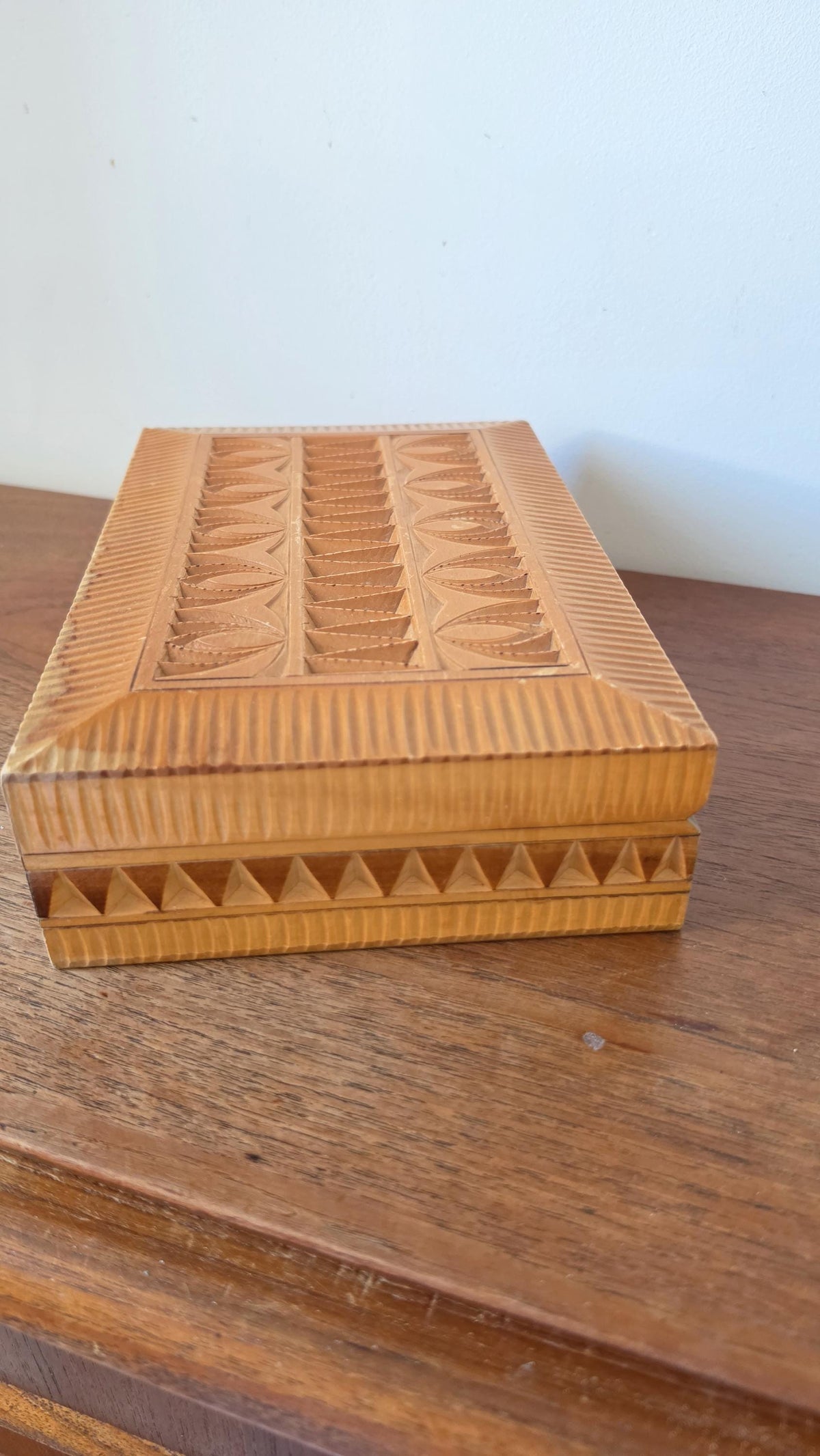 Hand Carved Wooden Keepsake Box, Folk Art Storage Box, Scandinavian Carved Wood Box, Rustic Jewelry Box, Primitive Decorative Box