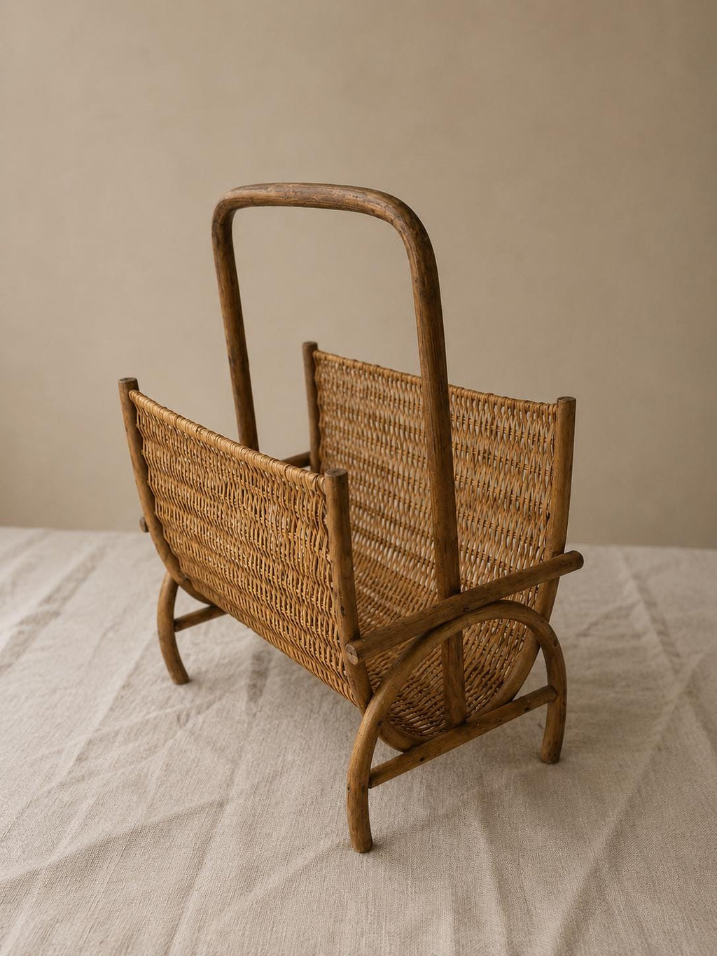 Mid Century Modern Bamboo Rattan Magazine Rack Boho Wicker Newspaper Holder Stand Vintage MCM Bentwood Scandinavian Japandi D