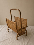 Mid Century Modern Bamboo Rattan Magazine Rack Boho Wicker Newspaper Holder Stand Vintage MCM Bentwood Scandinavian Japandi D
