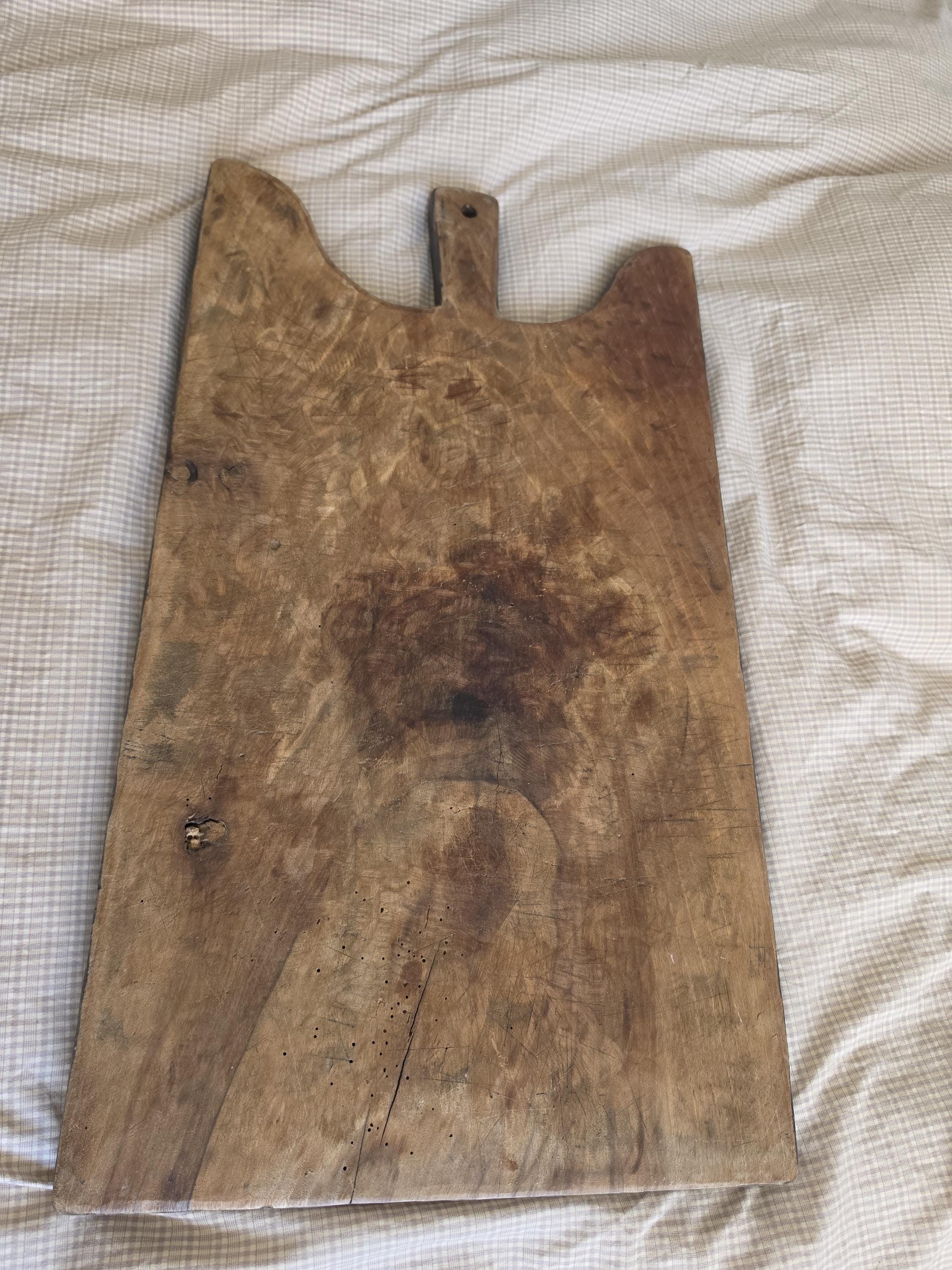 Antique French Bread Board, Primitive Wooden Cutting Board, Rustic Farmhouse Kitchen Decor, European Charcuterie Board, Wall Hanging Board