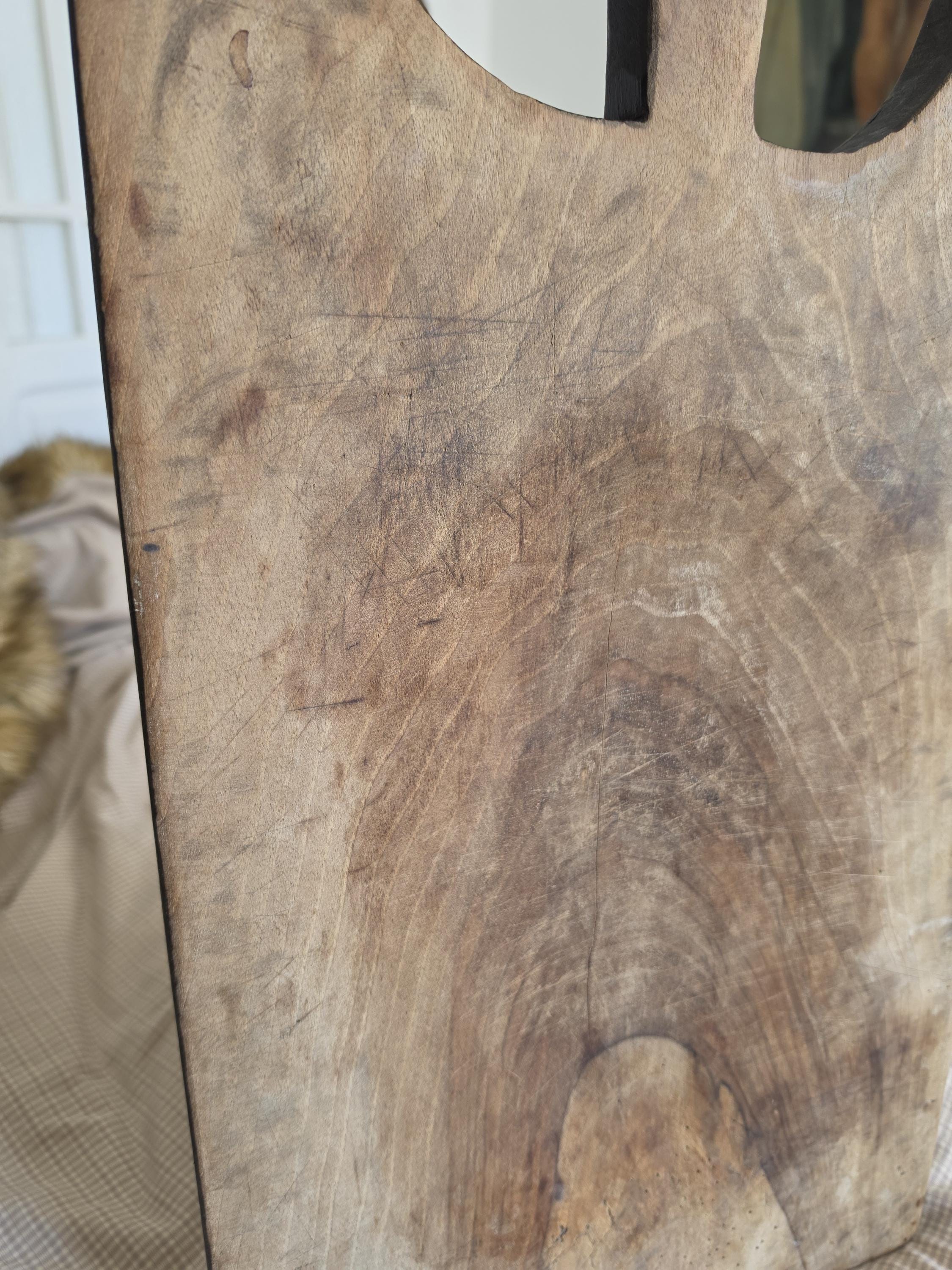 Antique French Bread Board, Primitive Wooden Cutting Board, Rustic Farmhouse Kitchen Decor, European Charcuterie Board, Wall Hanging Board