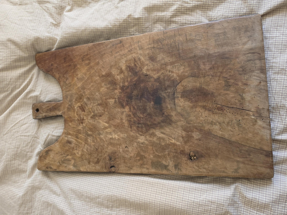 Antique French Bread Board, Primitive Wooden Cutting Board, Rustic Farmhouse Kitchen Decor, European Charcuterie Board, Wall Hanging Board
