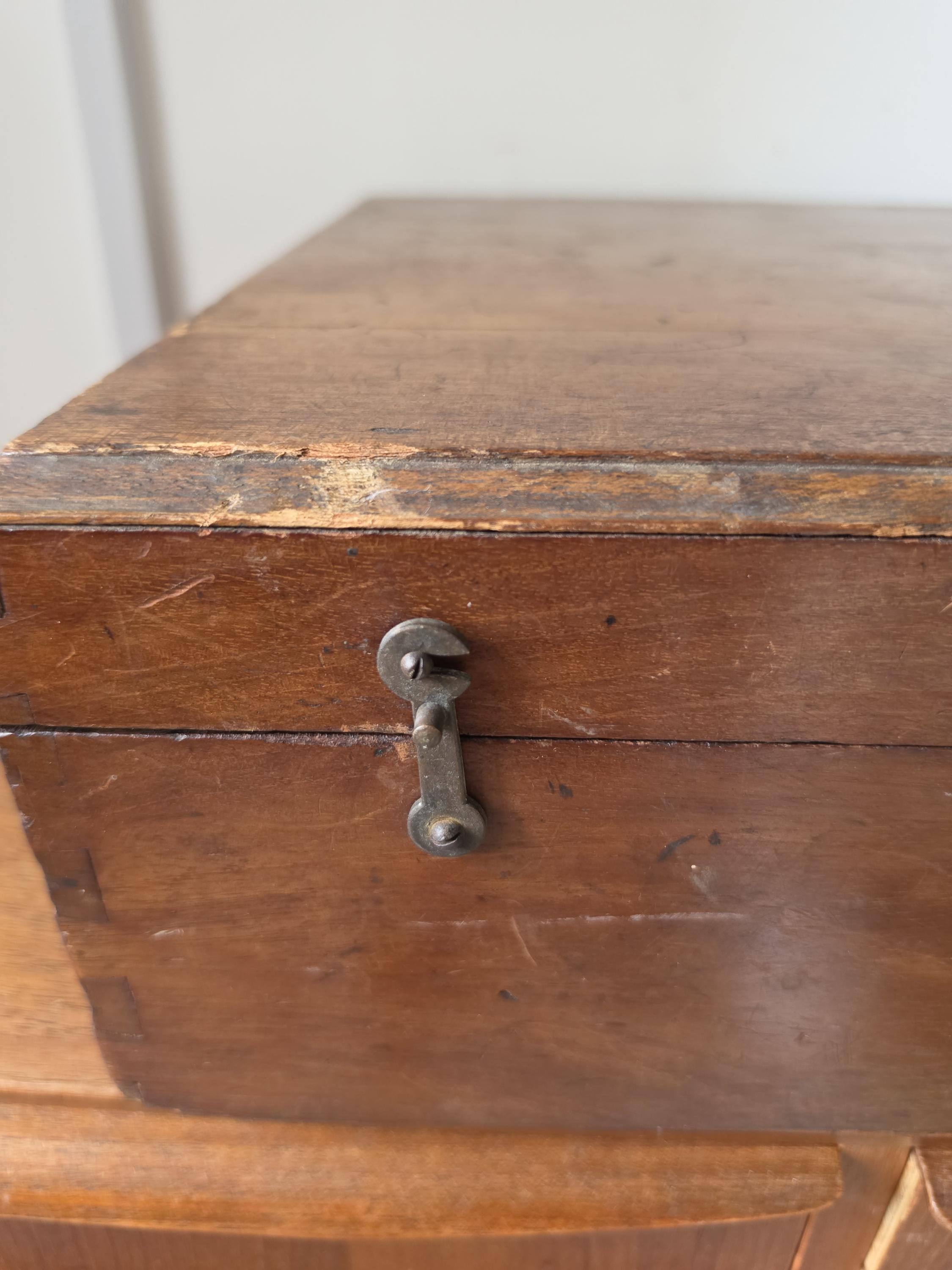 Antique Wooden Document Box, Dovetail Storage Chest, Primitive Keepsake Box, Rustic Filing Case, Early 20th Century Wood Trunk