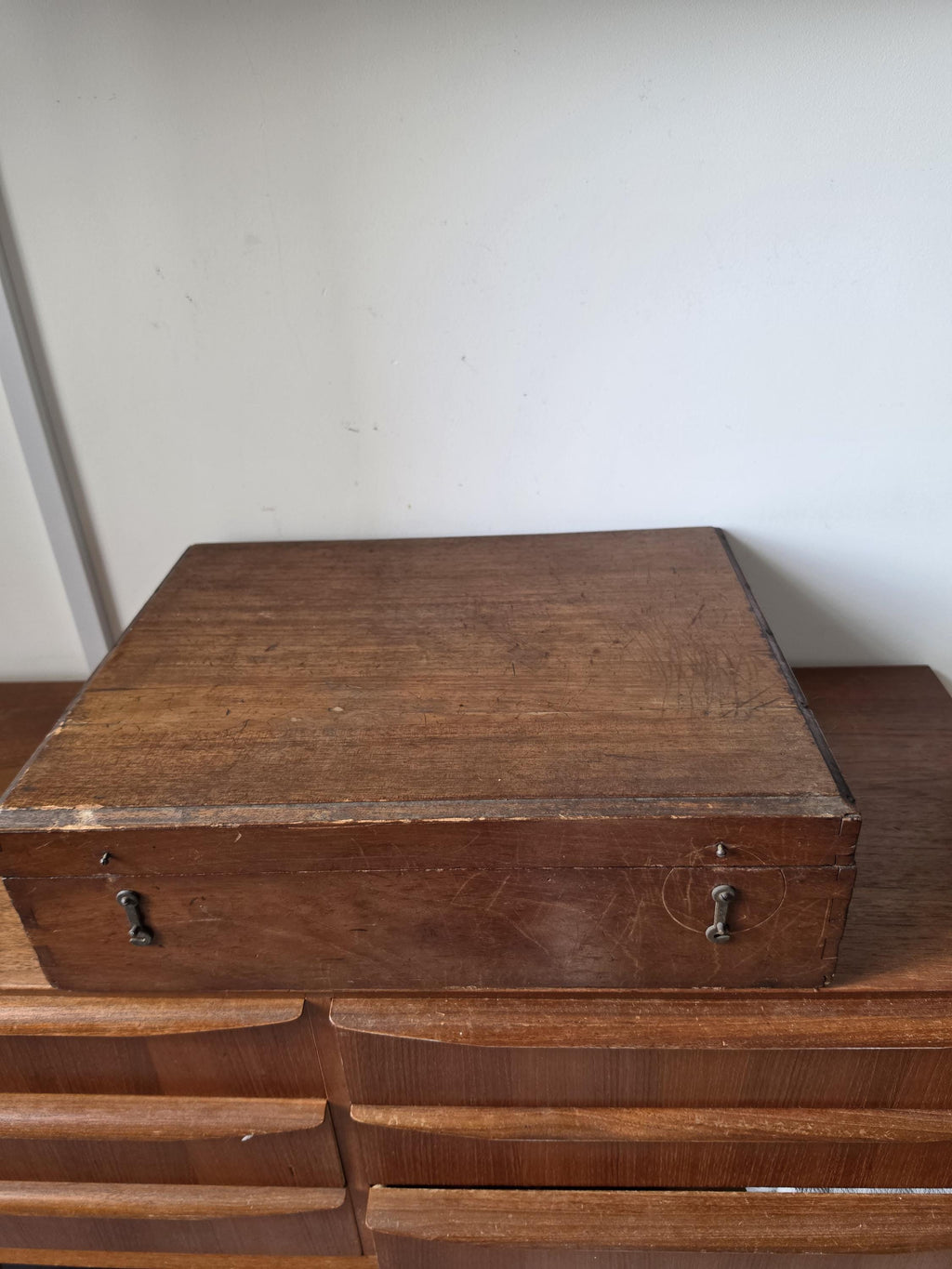 Antique Wooden Document Box, Dovetail Storage Chest, Primitive Keepsake Box, Rustic Filing Case, Early 20th Century Wood Trunk