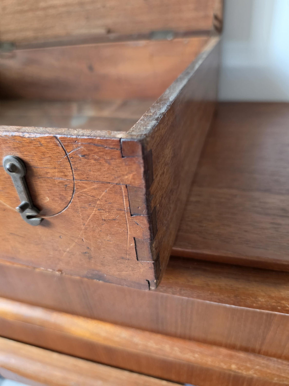 Antique Wooden Document Box, Dovetail Storage Chest, Primitive Keepsake Box, Rustic Filing Case, Early 20th Century Wood Trunk