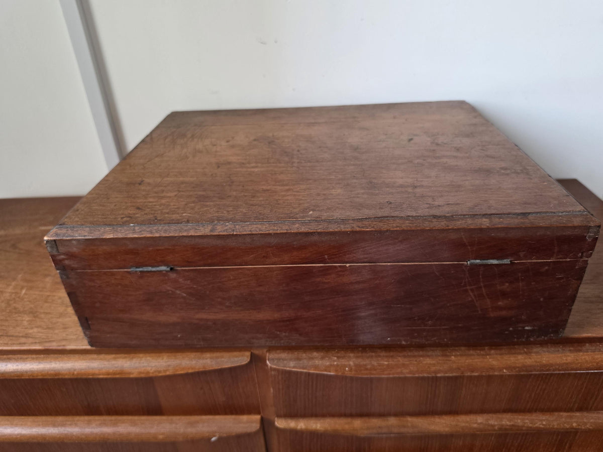Antique Wooden Document Box, Dovetail Storage Chest, Primitive Keepsake Box, Rustic Filing Case, Early 20th Century Wood Trunk
