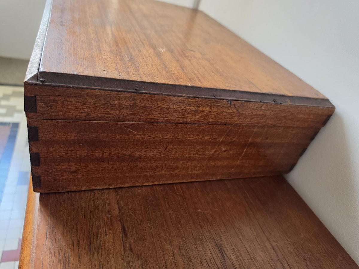 Antique Wooden Document Box, Dovetail Storage Chest, Primitive Keepsake Box, Rustic Filing Case, Early 20th Century Wood Trunk