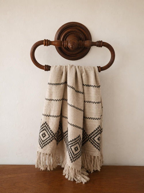 French Wooden Towel Ring, Turned Wood Wall Mount, Colonial Revival Bathroom Hardware, Rustic Hand Towel Holder, Farmhouse Wall Decor