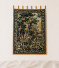Vintage Large French Hunting Scene Tapestry Wall Hanging
