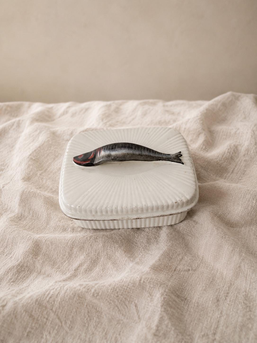 Antique French Porcelain Sardine Box
