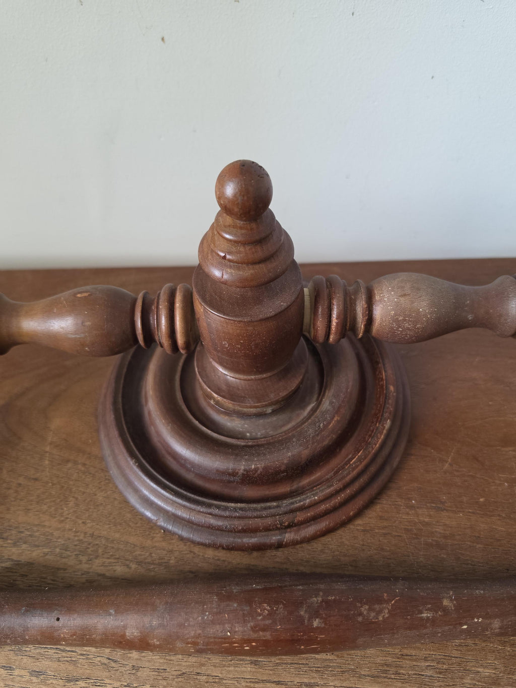 French Wooden Towel Ring, Turned Wood Wall Mount, Colonial Revival Bathroom Hardware, Rustic Hand Towel Holder, Farmhouse Wall Decor