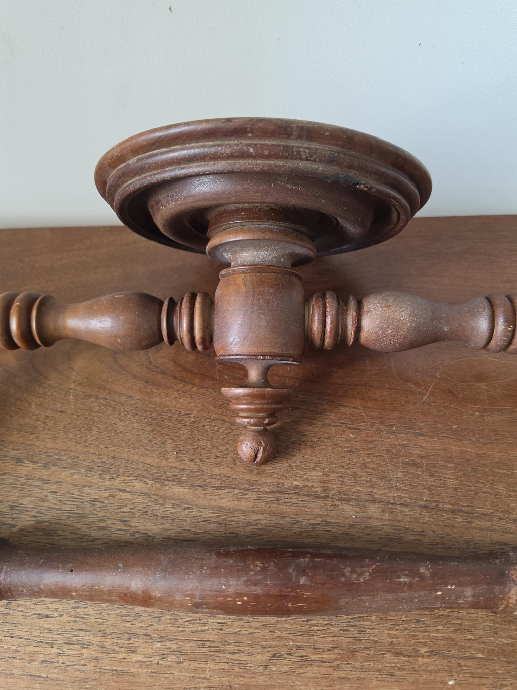 French Wooden Towel Ring, Turned Wood Wall Mount, Colonial Revival Bathroom Hardware, Rustic Hand Towel Holder, Farmhouse Wall Decor