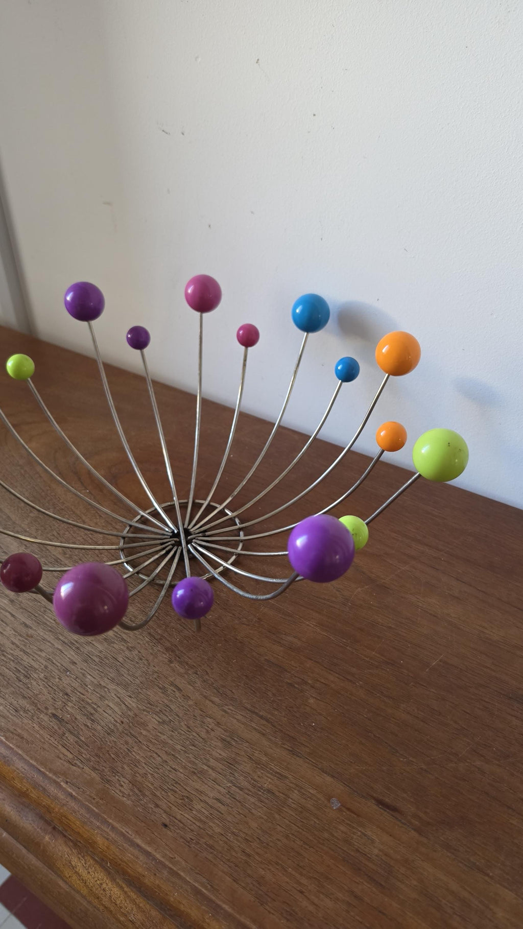 Vintage Sputnik Fruit Bowl, Mid Century Modern Atomic Wire Fruit Basket, Colorful Ball Centerpiece, Space Age Chrome Bowl, Eames Era Decor