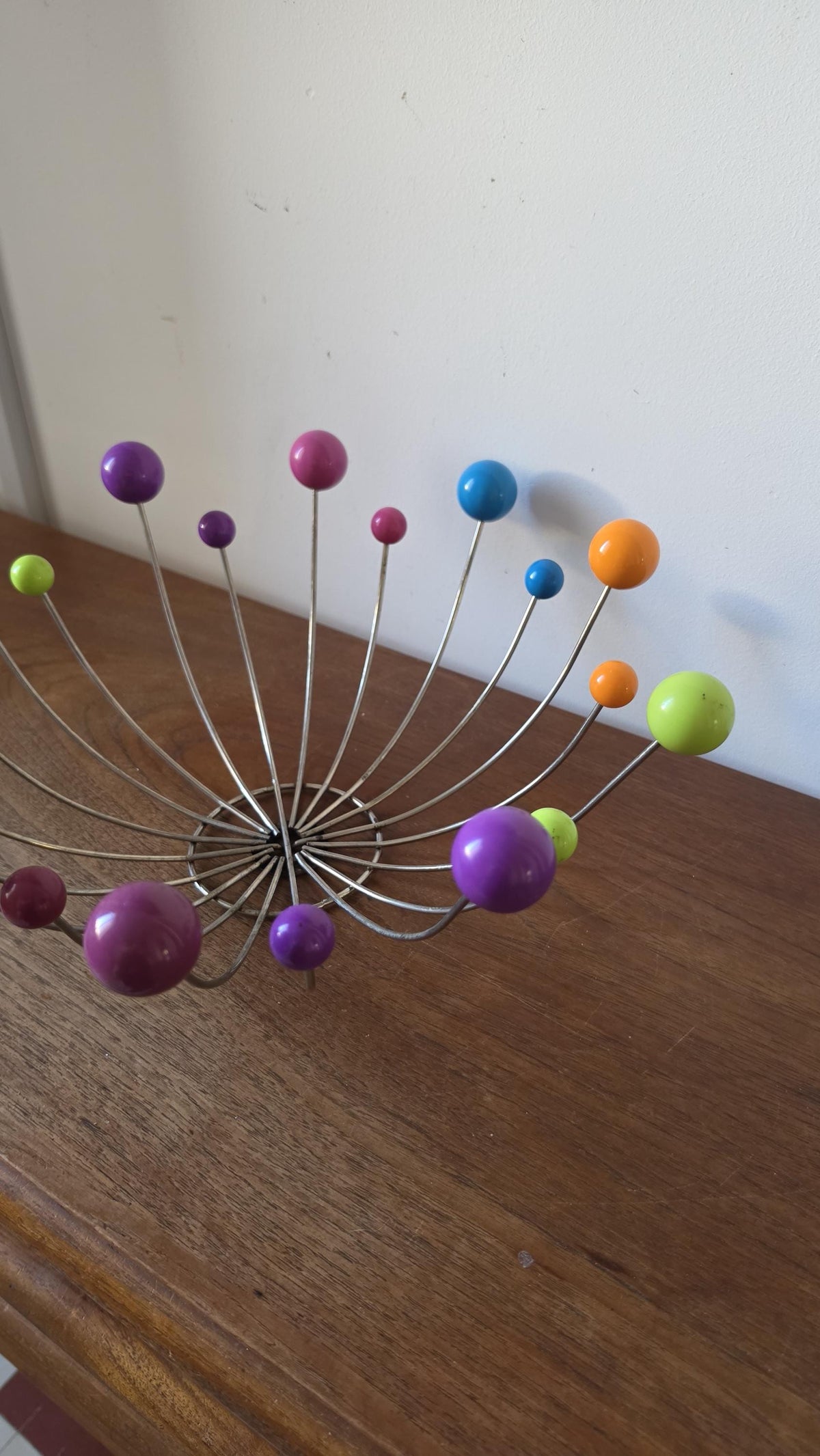 Vintage Sputnik Fruit Bowl, Mid Century Modern Atomic Wire Fruit Basket, Colorful Ball Centerpiece, Space Age Chrome Bowl, Eames Era Decor
