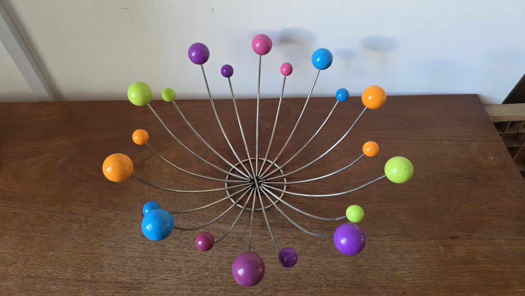 Vintage Sputnik Fruit Bowl, Mid Century Modern Atomic Wire Fruit Basket, Colorful Ball Centerpiece, Space Age Chrome Bowl, Eames Era Decor