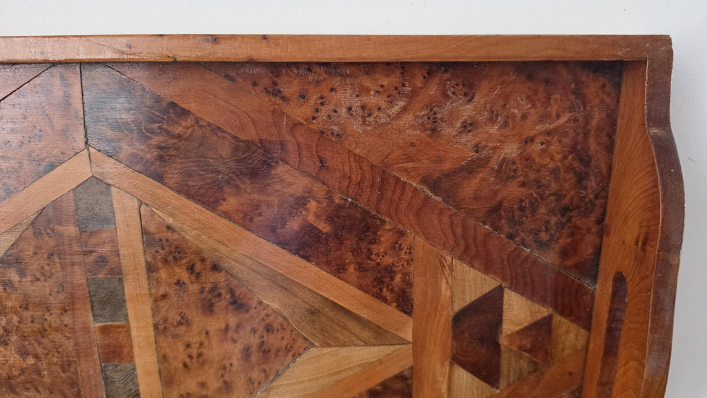 Antique Burl Wood Serving Tray, Marquetry Inlaid Wooden Tray, Art Deco Vanity Tray, Geometric Wood Inlay, Breakfast Serving, Gallery Tray